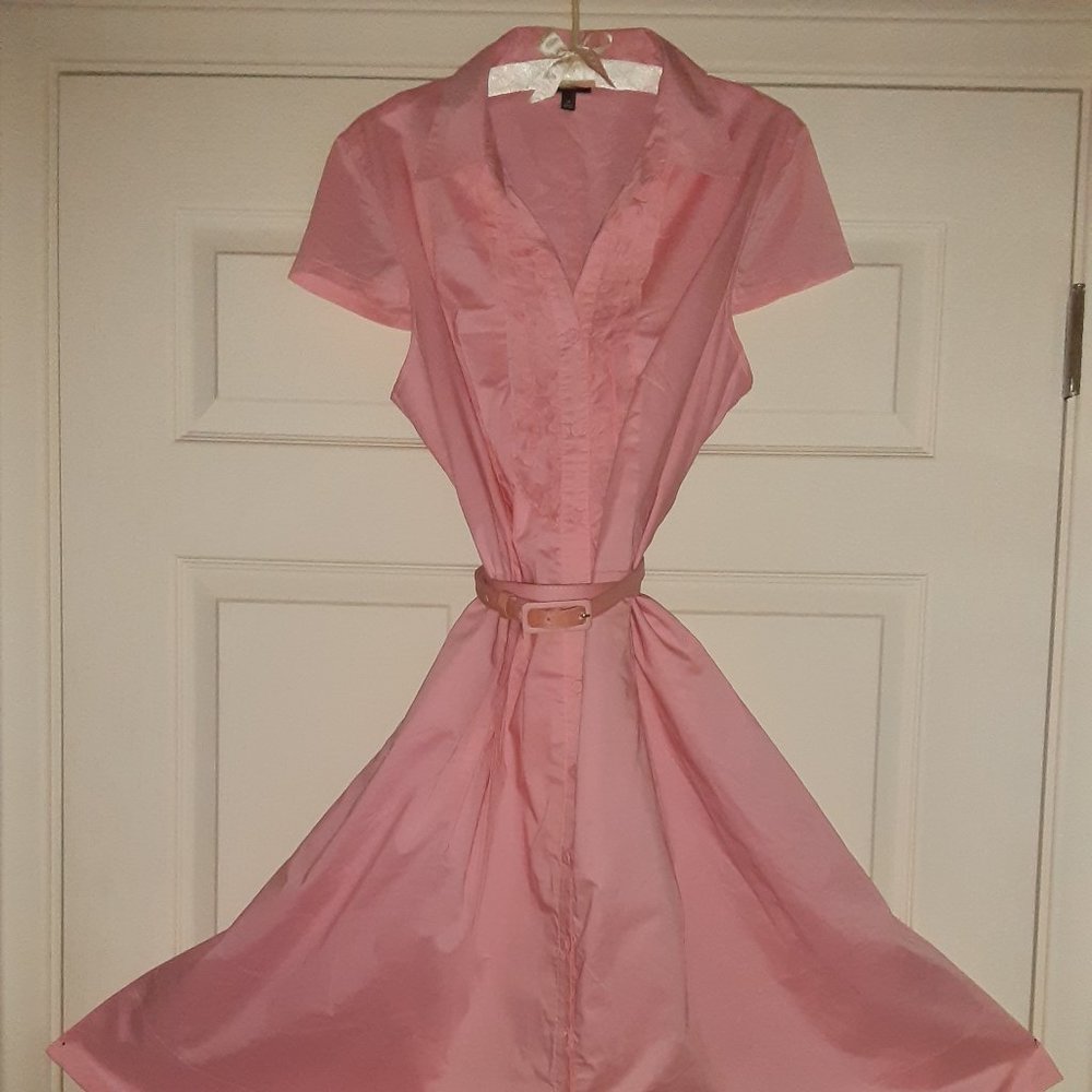 Pink Shirtdress: Talbot's; Sz 14 NWOT; Lined, Ruffle, Retro, Easter 50's, Pastel